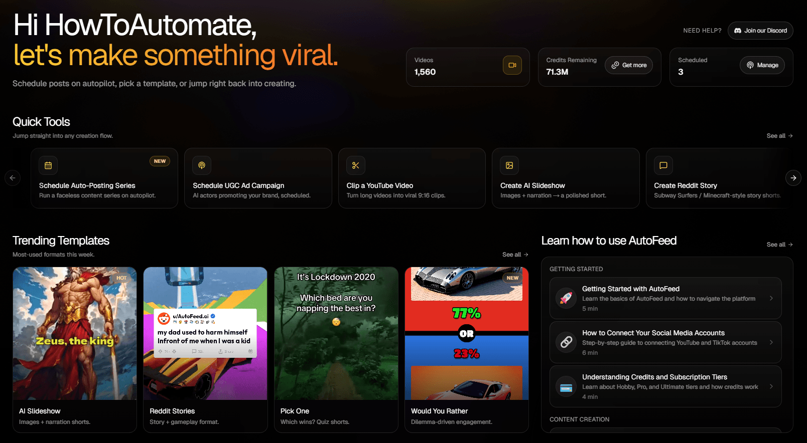 AutoFeed dashboard preview