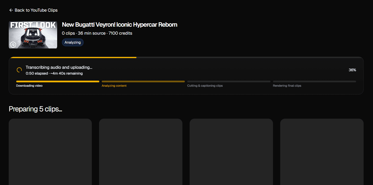 AI analyzing a YouTube video for viral moments