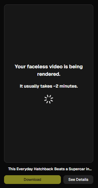 Faceless video being generated