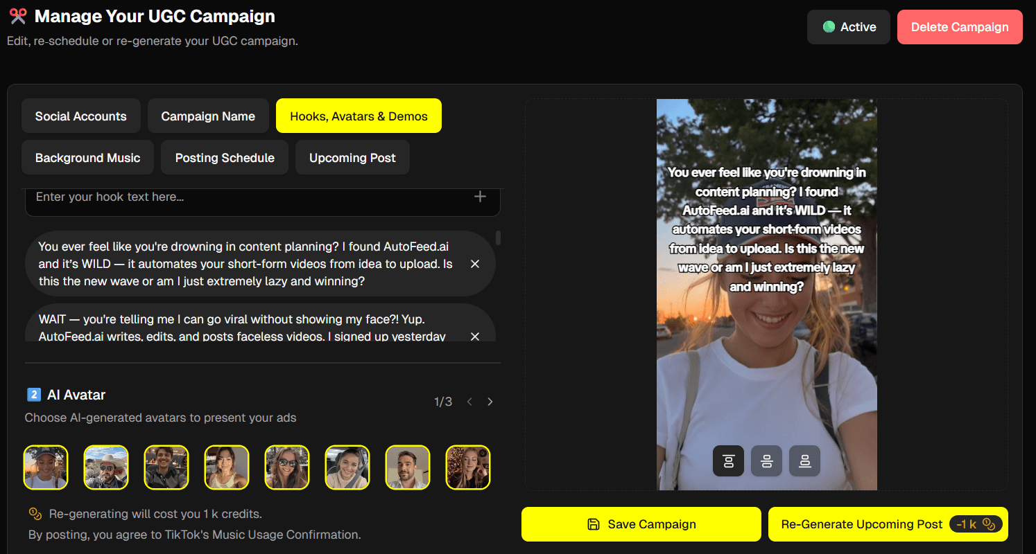 Campaign management interface