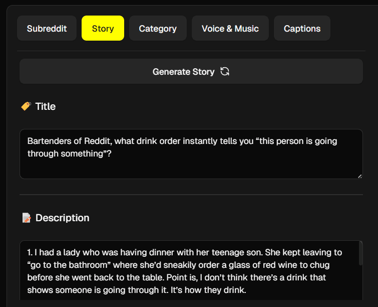 Generated Reddit story