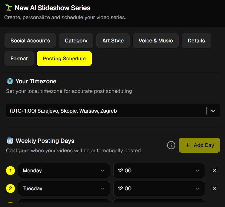 Schedule selection interface