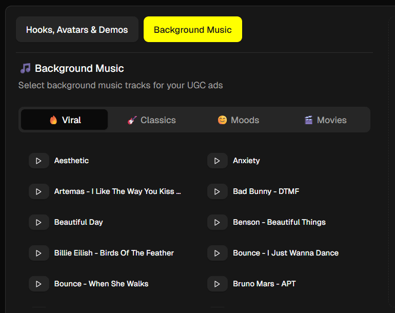 Background music selection