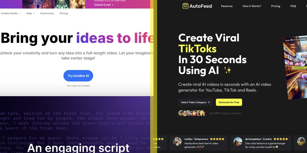 AutoFeed compared with Invideo