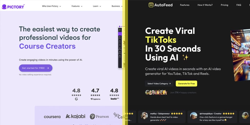 AutoFeed compared with Pictory