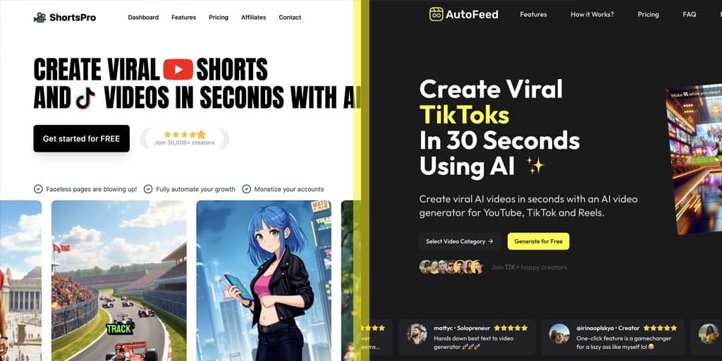AutoFeed compared with ShortsPro