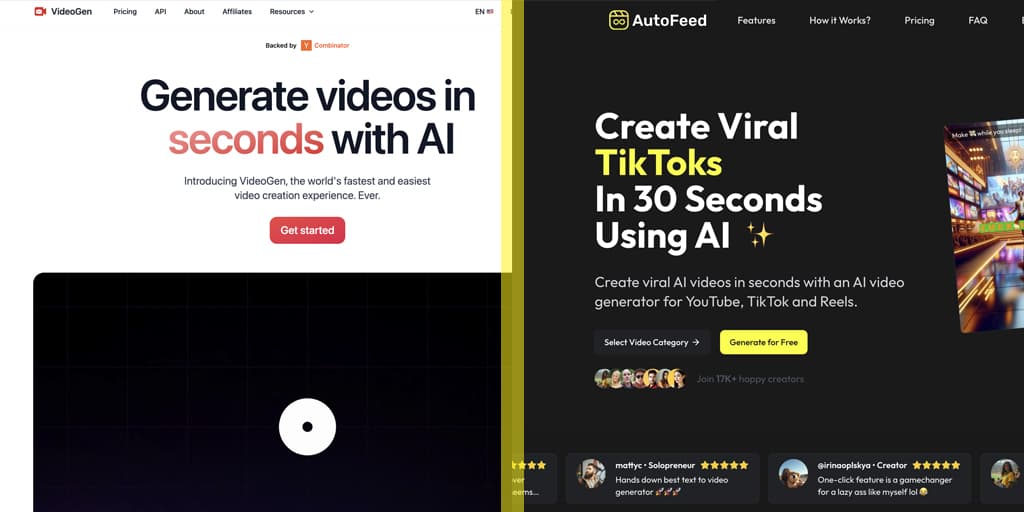 AutoFeed compared with VideoGen